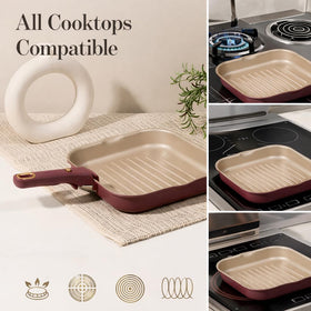 CAROTE burgundy finish adds style to the stovetop.
