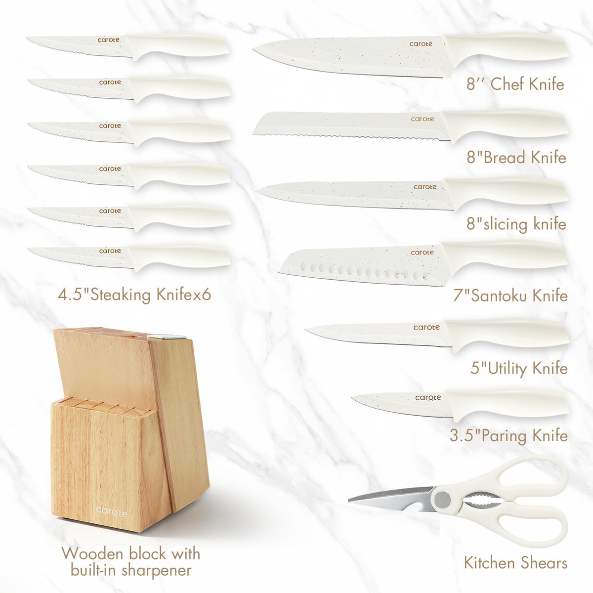 CAROTE ceramic coated blades slicing smoothly for easy prep