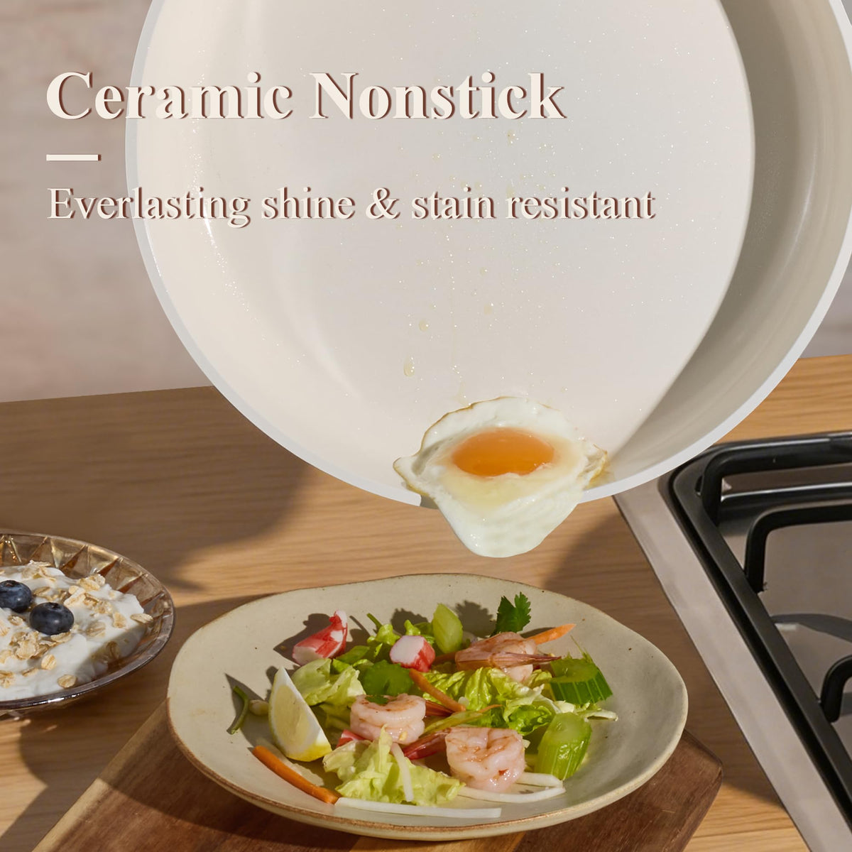 CAROTE 11-inch fry pan for quick searing with minimal sticking.