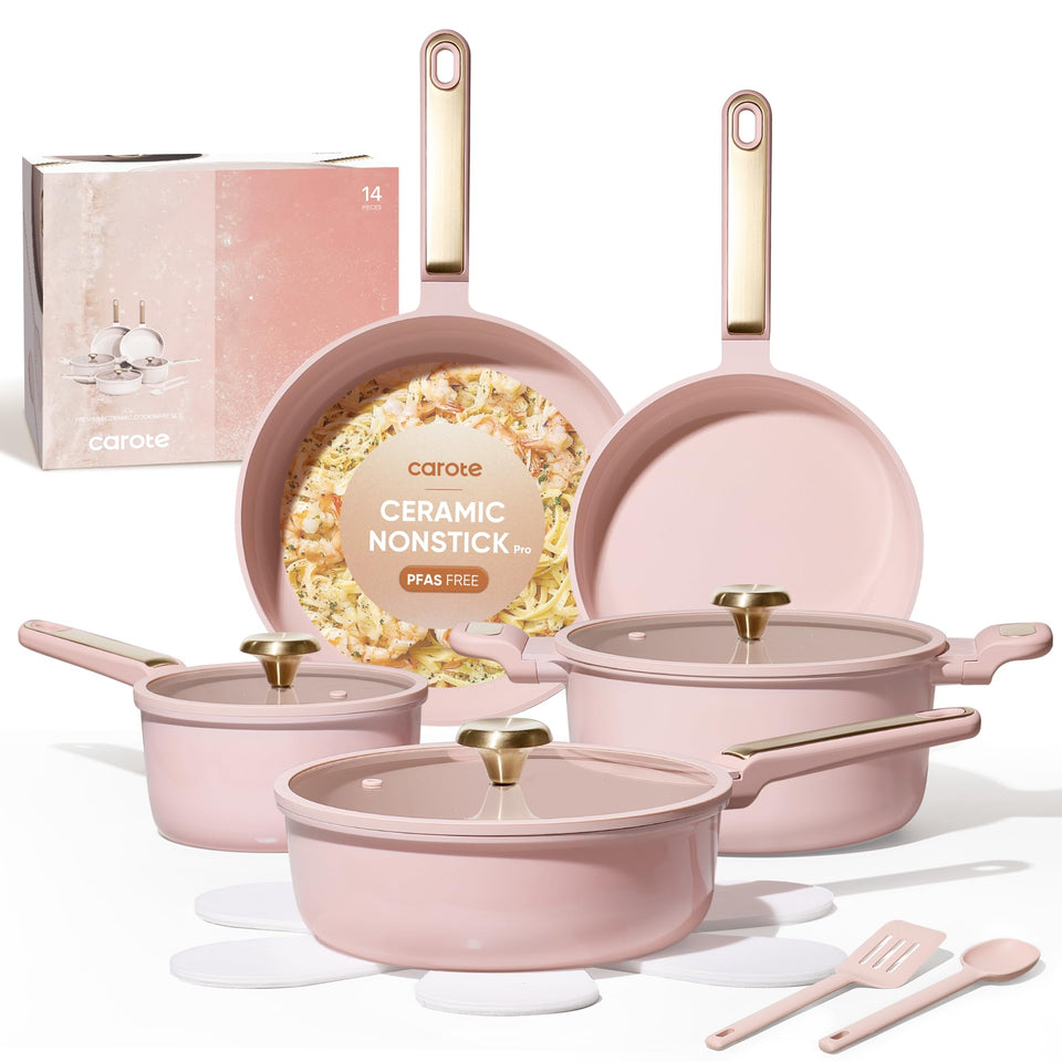 CAROTE ceramic cookware 9-5 inch fry pan for even browning and easy release.