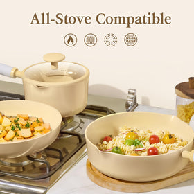 Carote cookware set with cool-touch handles for safe handling