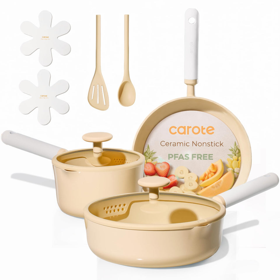 Carote 10-inch fry pan with ceramic nonstick for low-oil cooking
