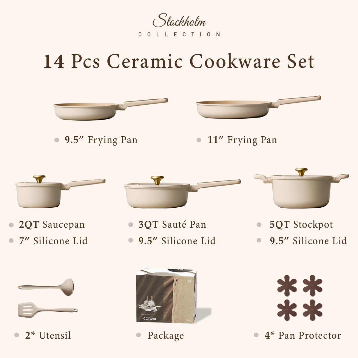CAROTE nine-point-five-inch fry pan with nonstick surface for easy release