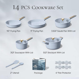 CAROTE pastel blue 11-inch fry pan for versatile searing and sautéing