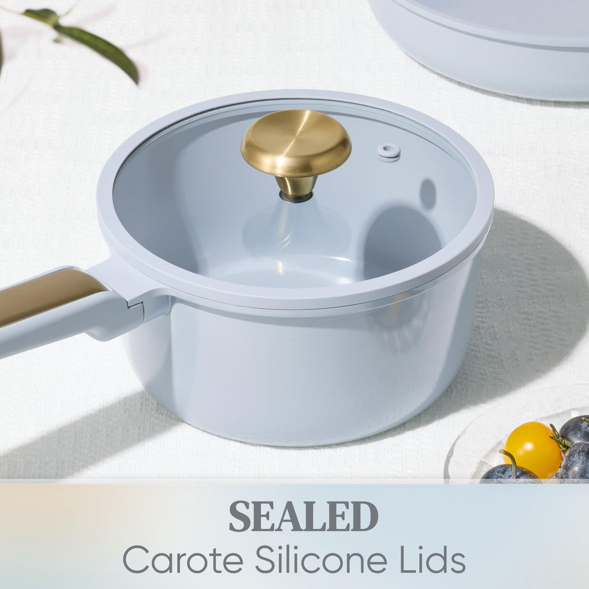 CAROTE 5qt stock pot with lid in pastel blue for hearty meals