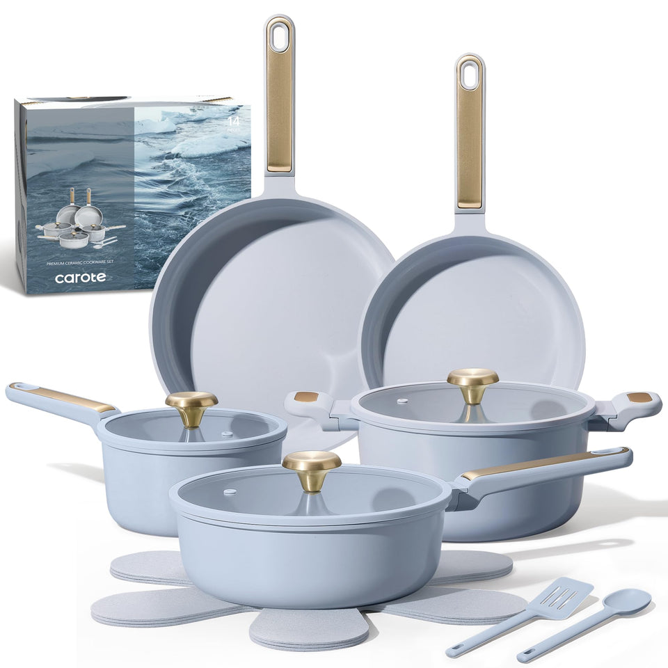 CAROTE pastel blue 9.5-inch fry pan with nonstick coating for easy cooking