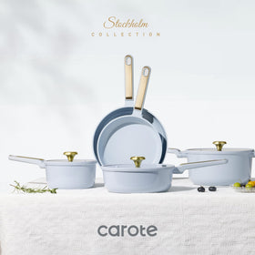CAROTE pastel-blue pan protectors for safe storage and organization