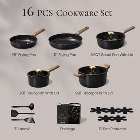 CAROTE ceramic cookware set with 11 inch fry pan for versatile everyday meals.