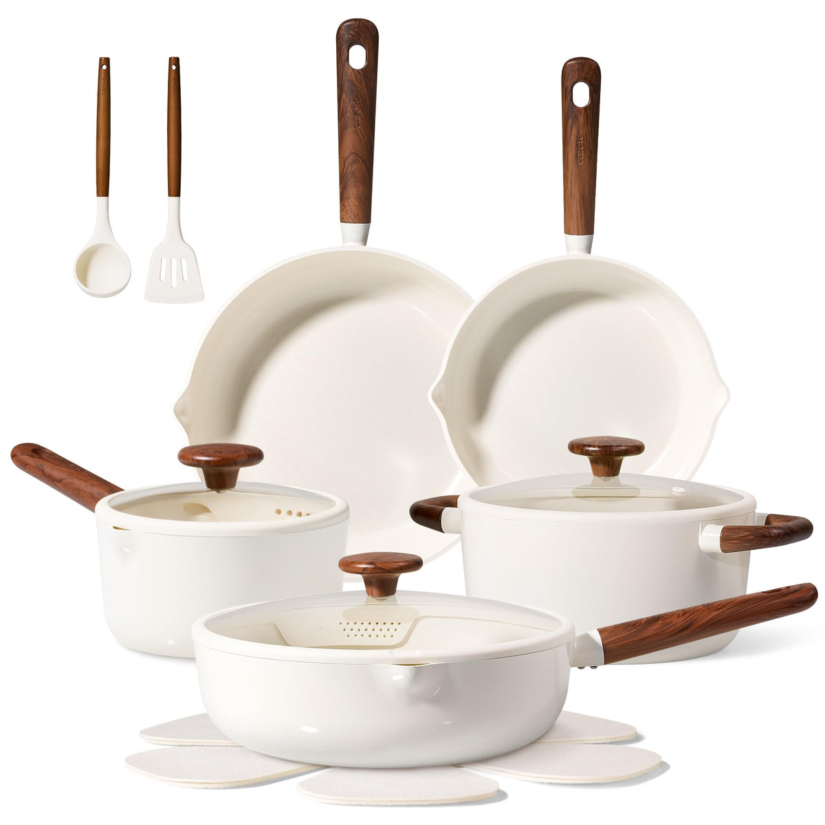 CAROTE ceramic cookware set on the stove showing even heat release for weeknight meals