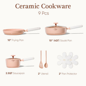 CAROTE 10in pink ceramic fry pan offers nonstick performance with less oil