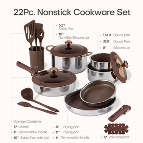 Carote ceramic hybrid nonstick interior delivers effortless food release and quick cleanup.