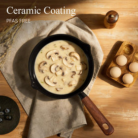 CAROTE ceramic coating saucepan with lid, smooth release for sautéing