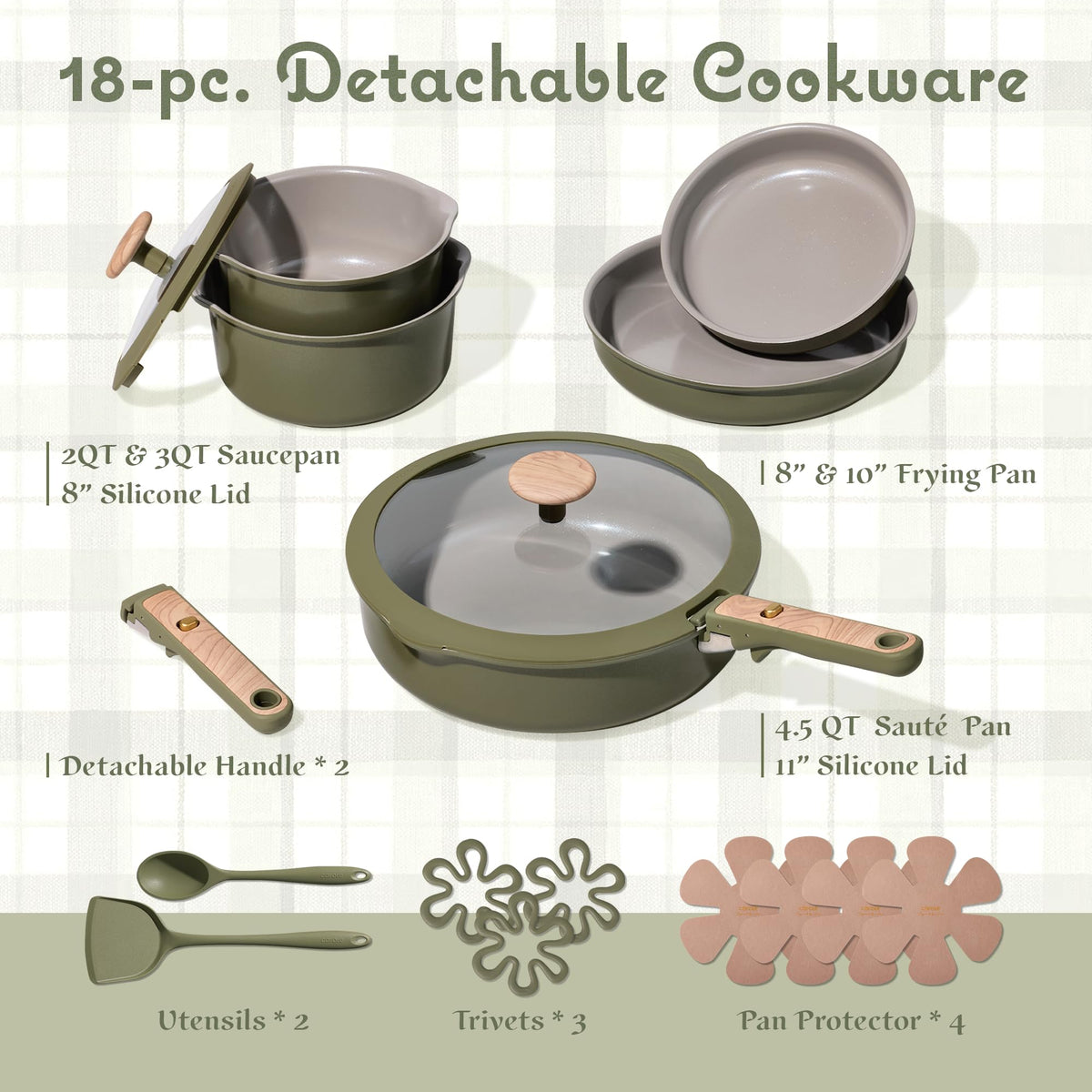 CAROTE ceramic nonstick coating helps eggs slide smoothly with little oil.