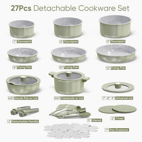 CAROTE ceramic pots and pans interior view emphasizes oil-free cooking with nonstick surface