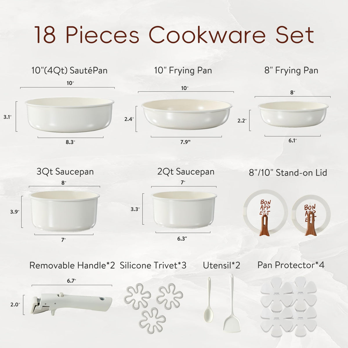 CAROTE ceramic pots and pans with nonstick surface for easy cleanup