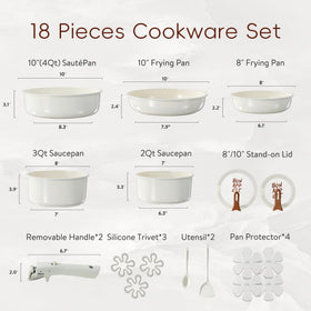 CAROTE ceramic pots and pans with nonstick surface for easy cleanup