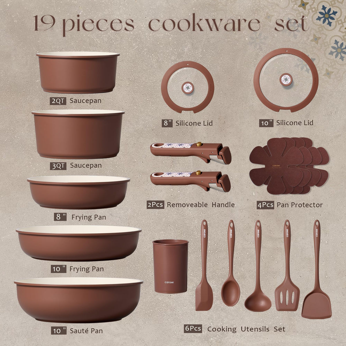 CAROTE ceramic pots and pans on stove enable even heating and efficient cooking.