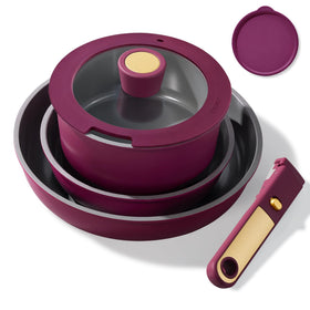 CAROTE ceramic pots and pans set with ceramic coating for easy upkeep and healthier cooking.