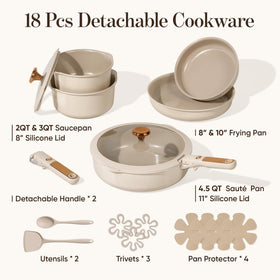 CAROTE 2-quart saucepan shown with lid for versatile simmering on induction or gas.