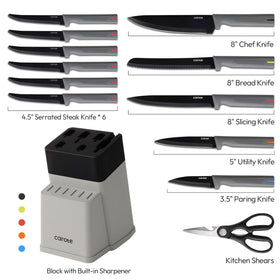 CAROTE 8-inch chef knife shown for precision slicing and balanced cutting.