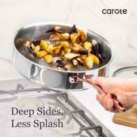 CAROTE deep sidewalls provide extra room and reduce splatter while cooking.