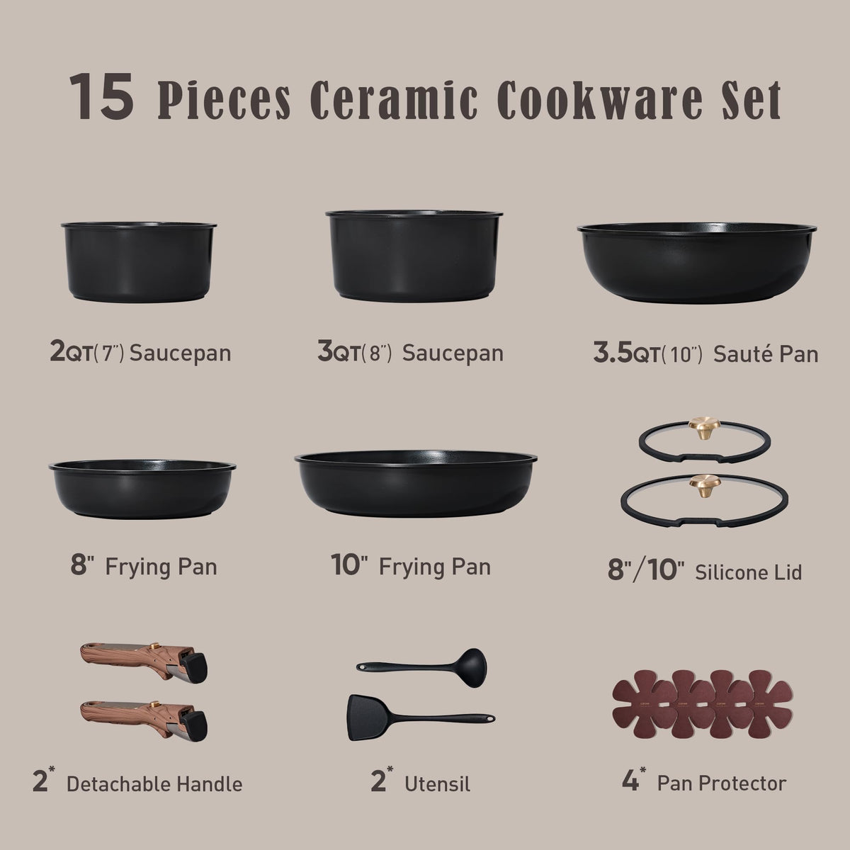 CAROTE detachable-handle pots-pans demonstrating space-saving design for compact kitchens