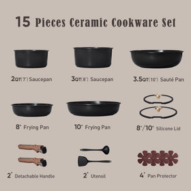 CAROTE detachable-handle pots-pans demonstrating space-saving design for compact kitchens