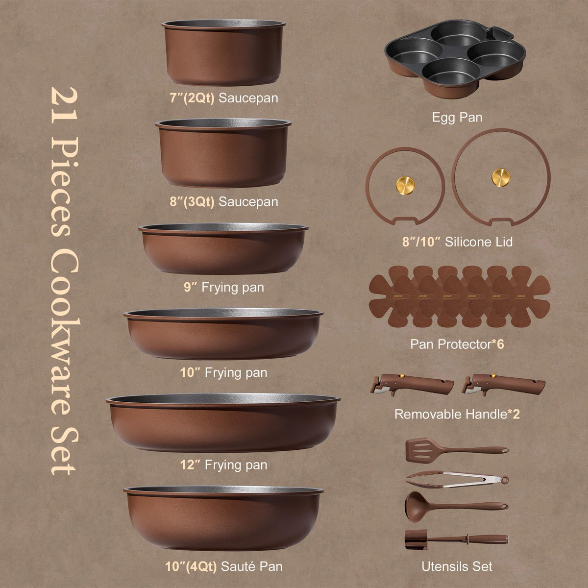CAROTE detachable handle pots demonstrate easy transition from stovetop to oven.