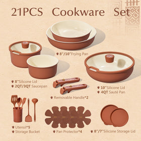 CAROTE detachable-handle-system enables compact storage and easy transition from stove to oven.