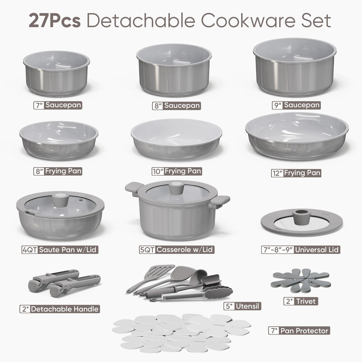 CAROTE detachable handles simplify oven and table transfer