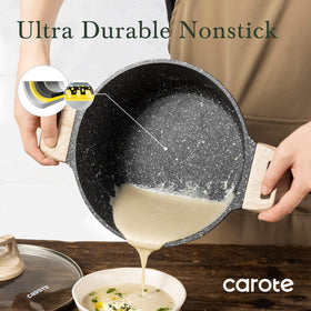 CAROTE reinforced die-cast aluminum for durable, lightweight cooking.