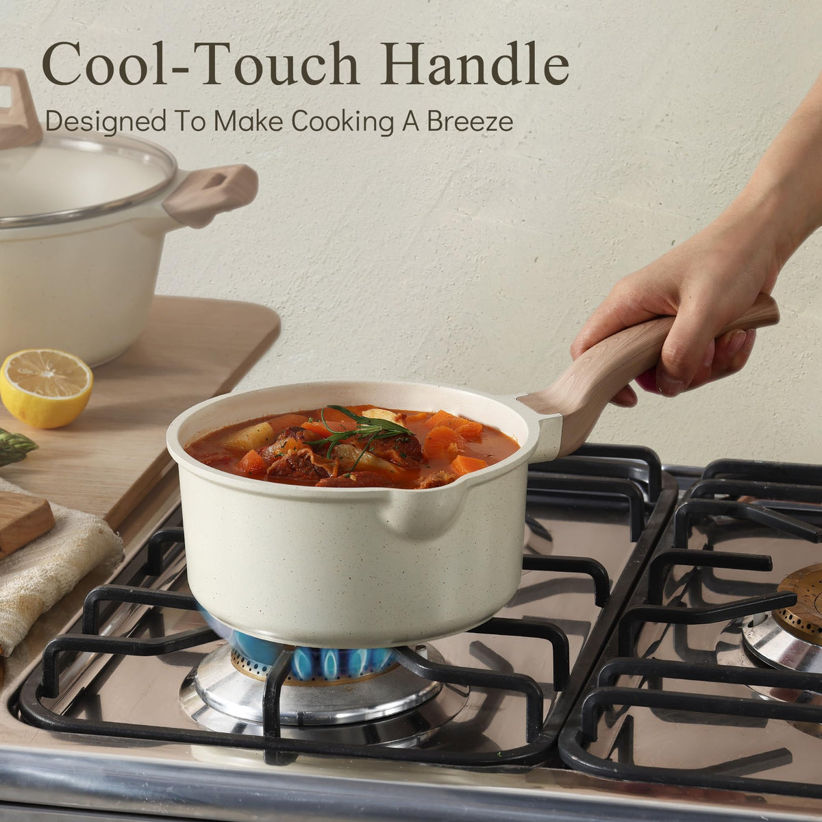 CAROTE reinforced die-cast aluminum for durable, lightweight cookware.