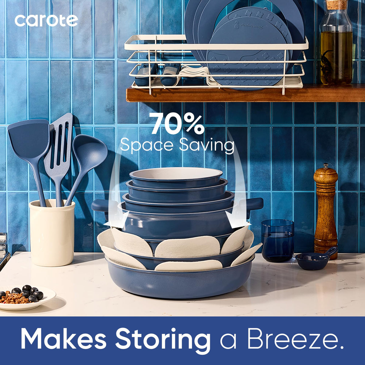 CAROTE cookware is dishwasher and oven safe for convenient cooking workflows.
