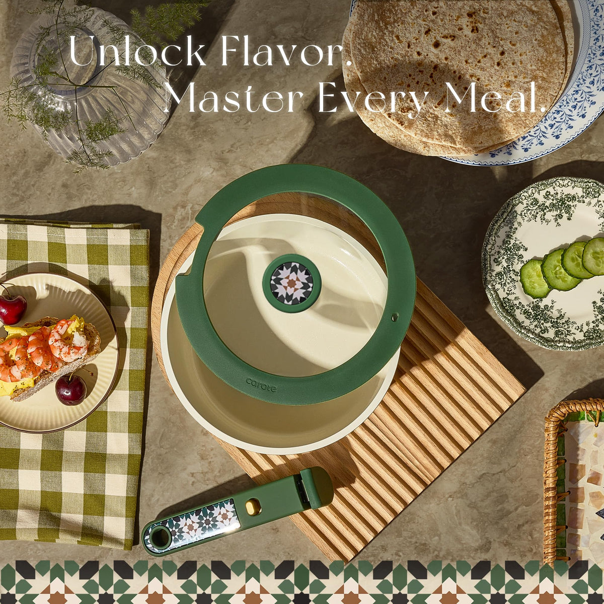 CAROTE dishwasher and oven safe cookware for easy cleanup and dual use.