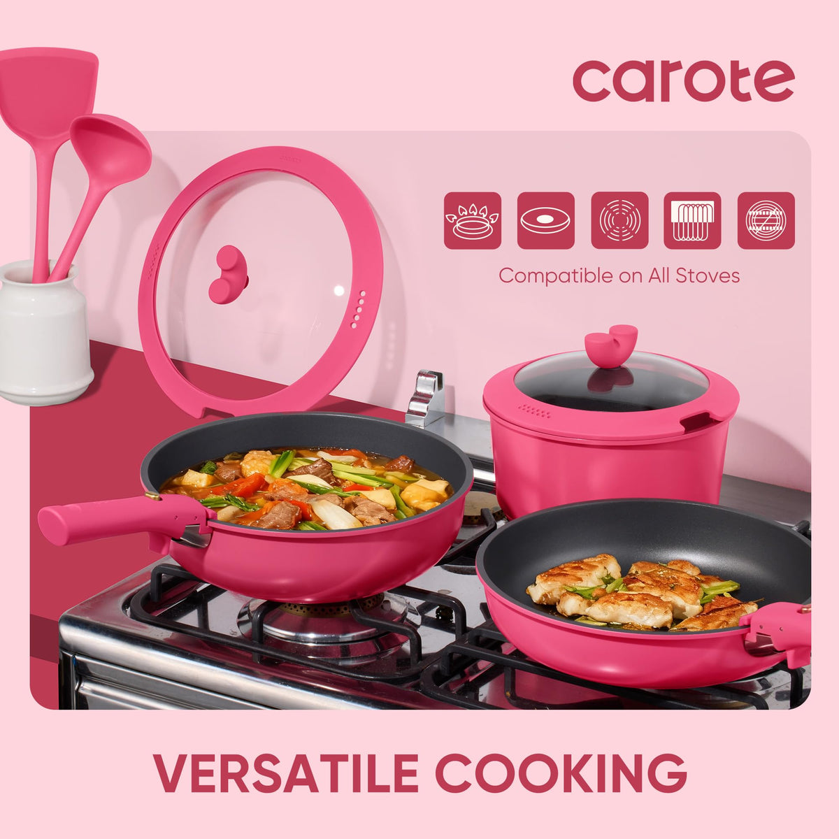 CAROTE dishwasher- and oven-safe pots and pans for versatile cooking