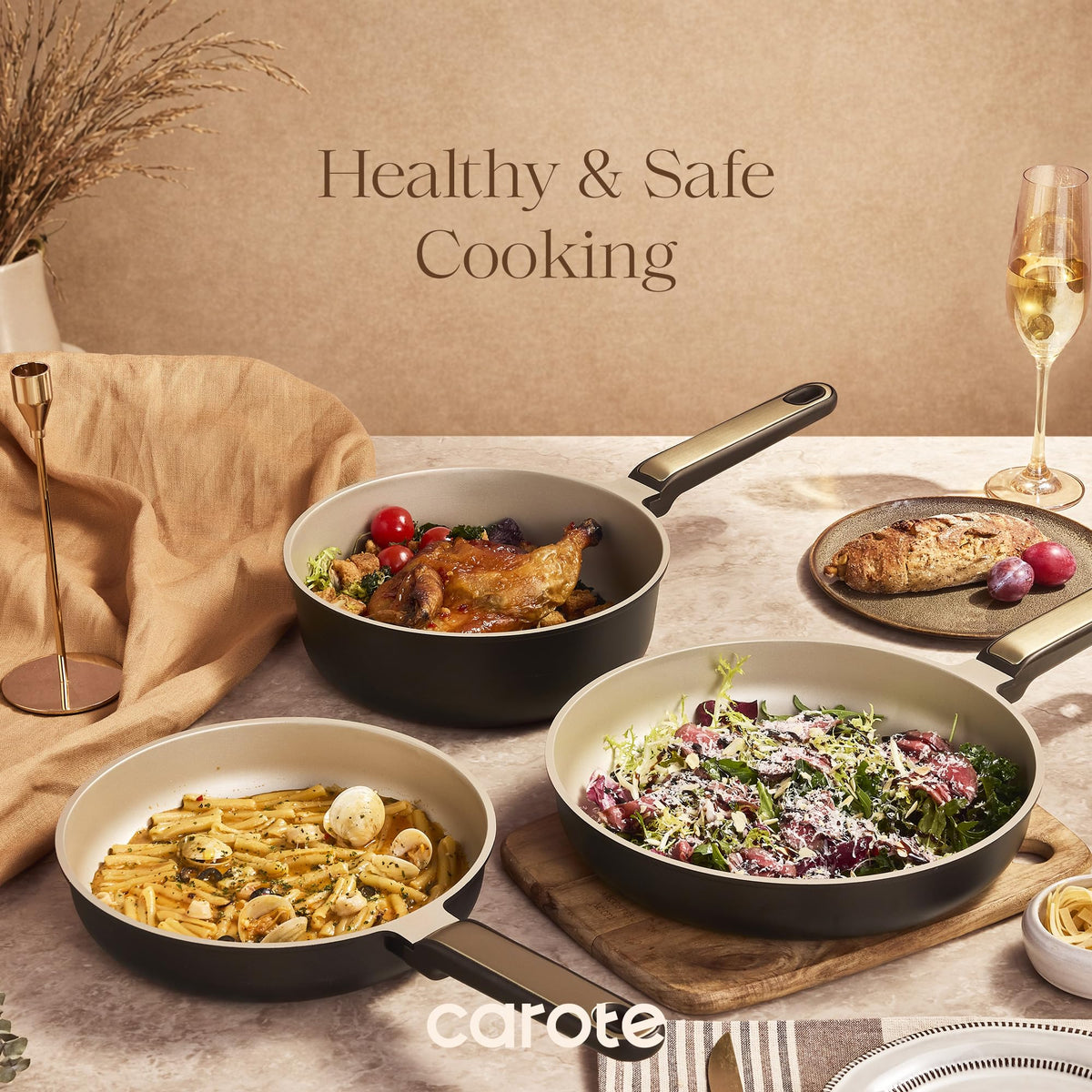 CAROTE dishwasher-safe cookware simplifies cleanup after meals