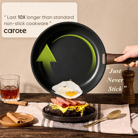 CAROTE dishwasher-safe cookware simplifies cleanup after dinner.