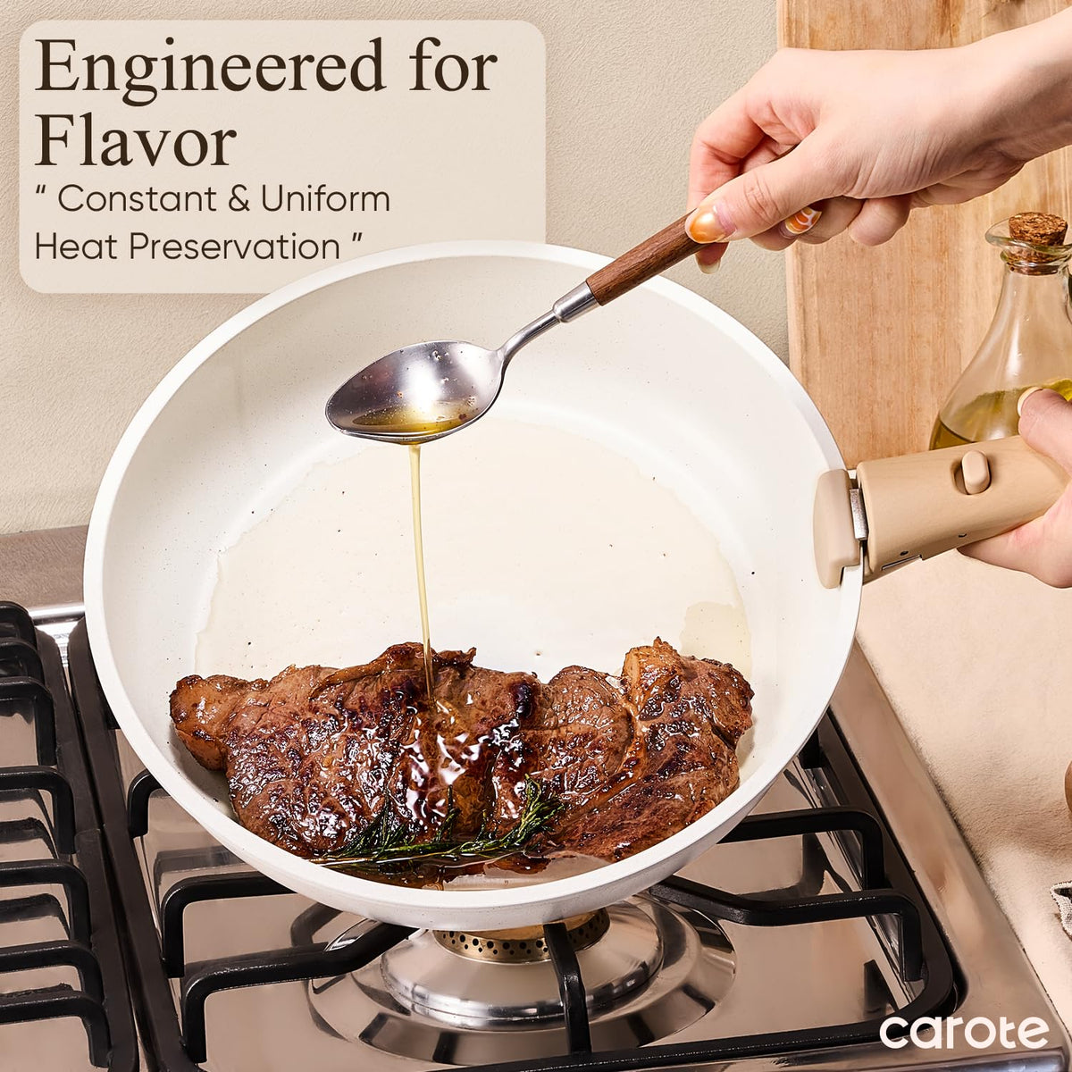 CAROTE dishwasher-safe cookware simplifies cleanup after meals.