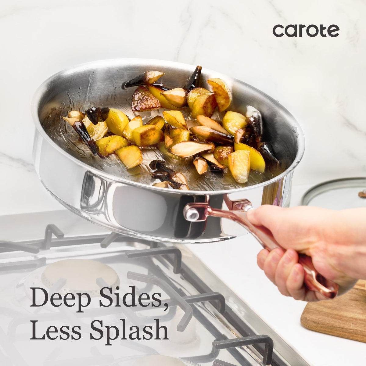 CAROTE dishwasher-safe finish simplifies cleanup after cooking.