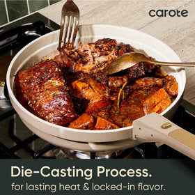 CAROTE dishwasher-safe cookware simplifies cleanup after meals.