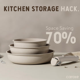 CAROTE dishwasher-safe pots simplify cleanup after cooking.