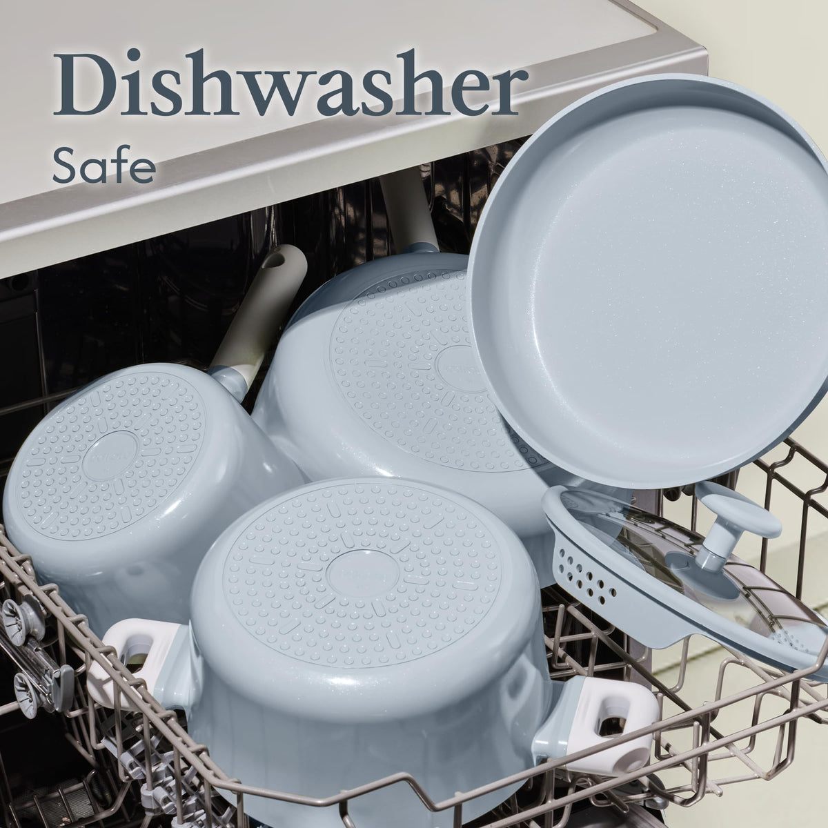 CAROTE dishwasher-safe cookware simplifies cleanup after meals.