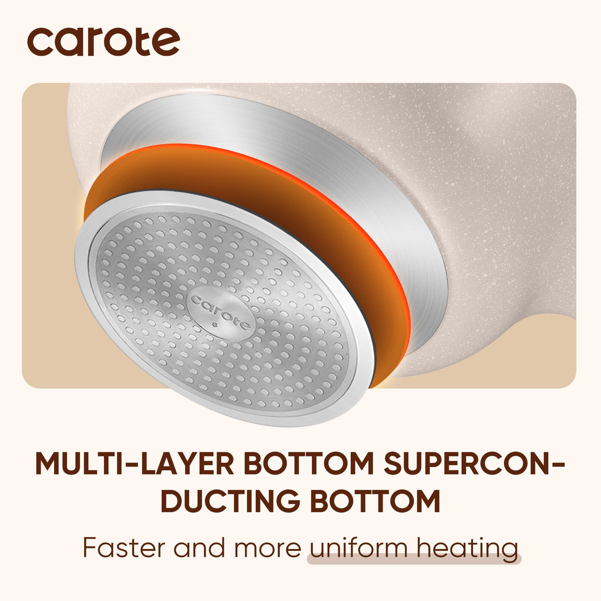 CAROTE easy-clean cookware supports quick cleanup after meals.
