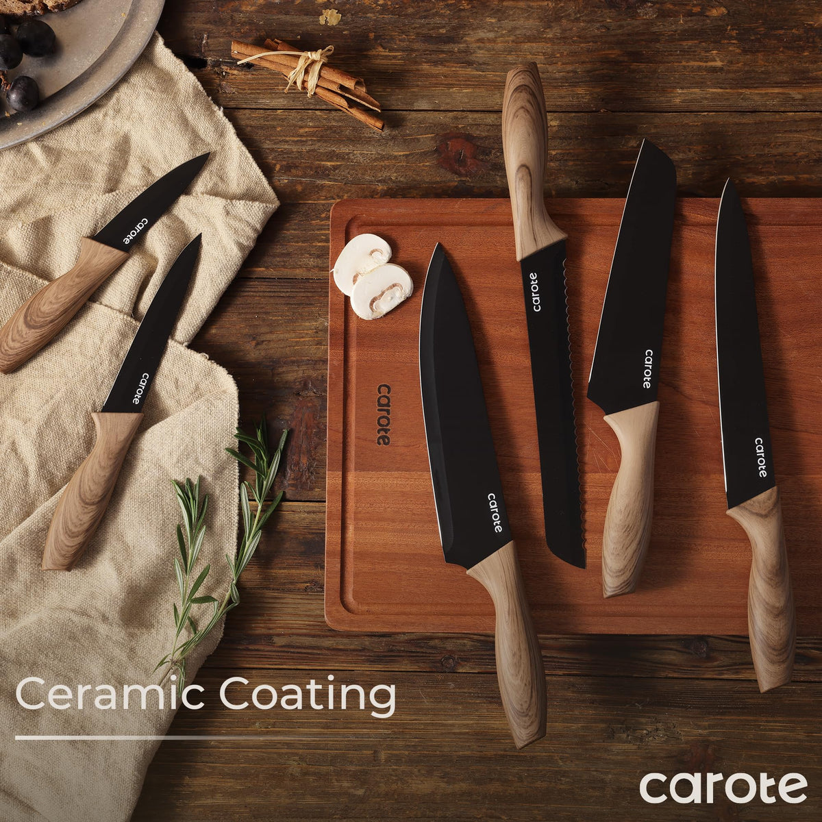 Compact blade guards support safe cabinet storage and simple maintenance.