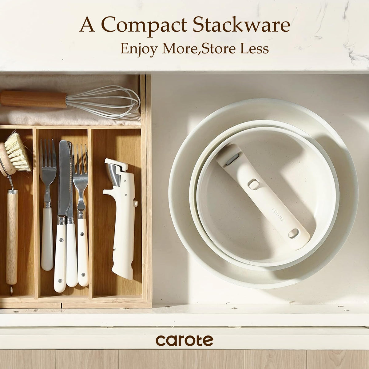 Carote easy-clean nonstick surface for quick wipe-down after cooking.