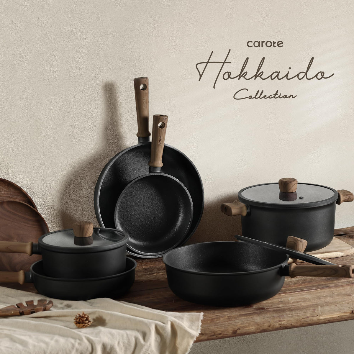 CAROTE easy-clean nonstick surface helps reduce scrubbing after cooking.