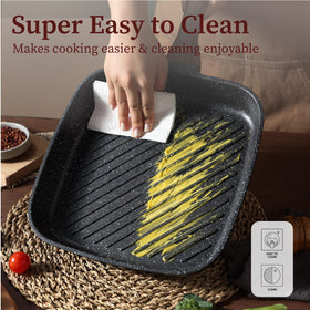 CAROTE easy-clean surface wipes away residue after grilling