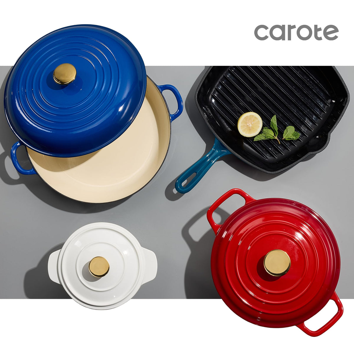 CAROTE easy-clean porcelain enamel surface requires no seasoning.