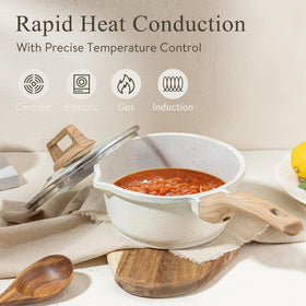 CAROTE enlarged stainless steel base for even heat distribution across the pan.