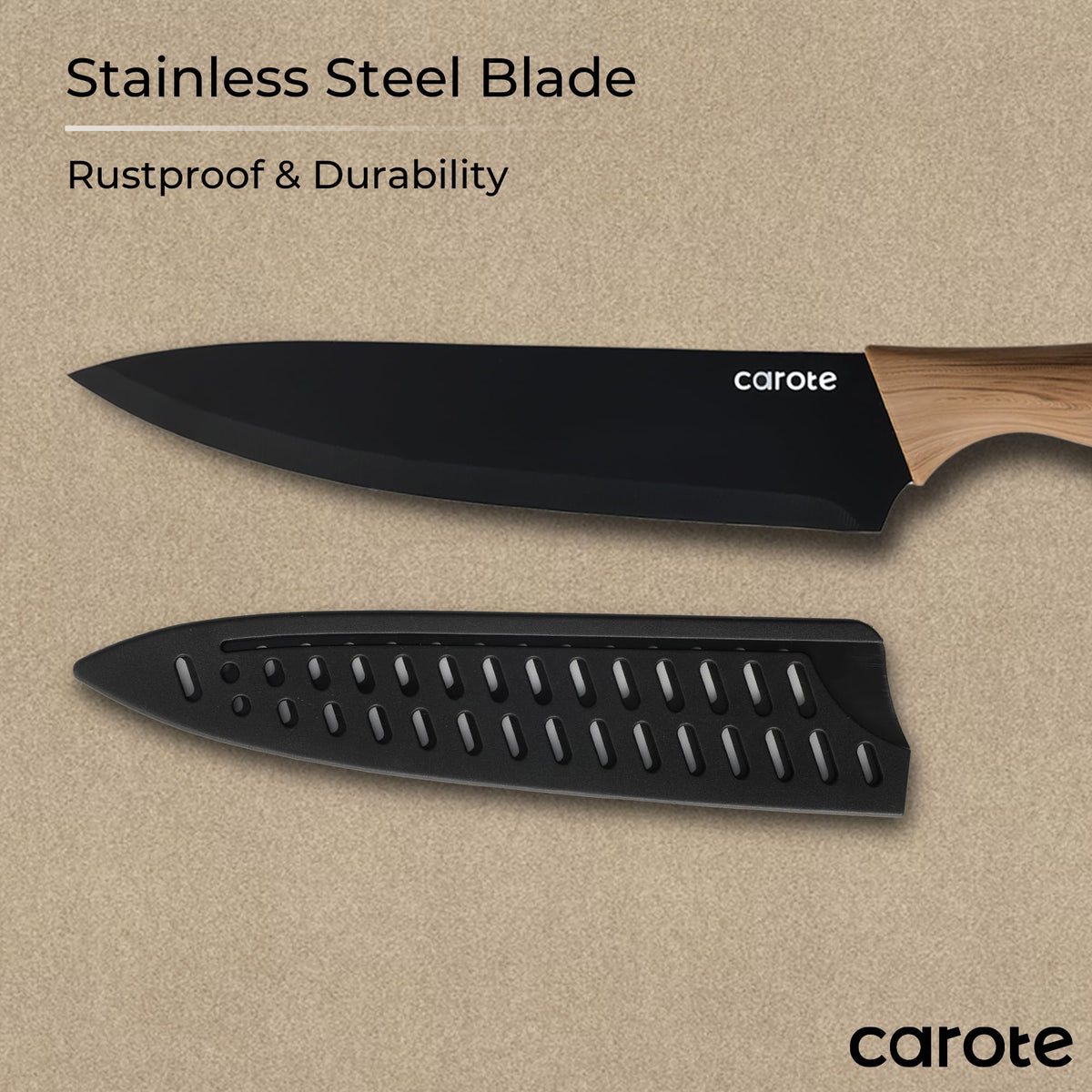 Ergonomic anti-slip handle offers a secure grip during wet chopping.